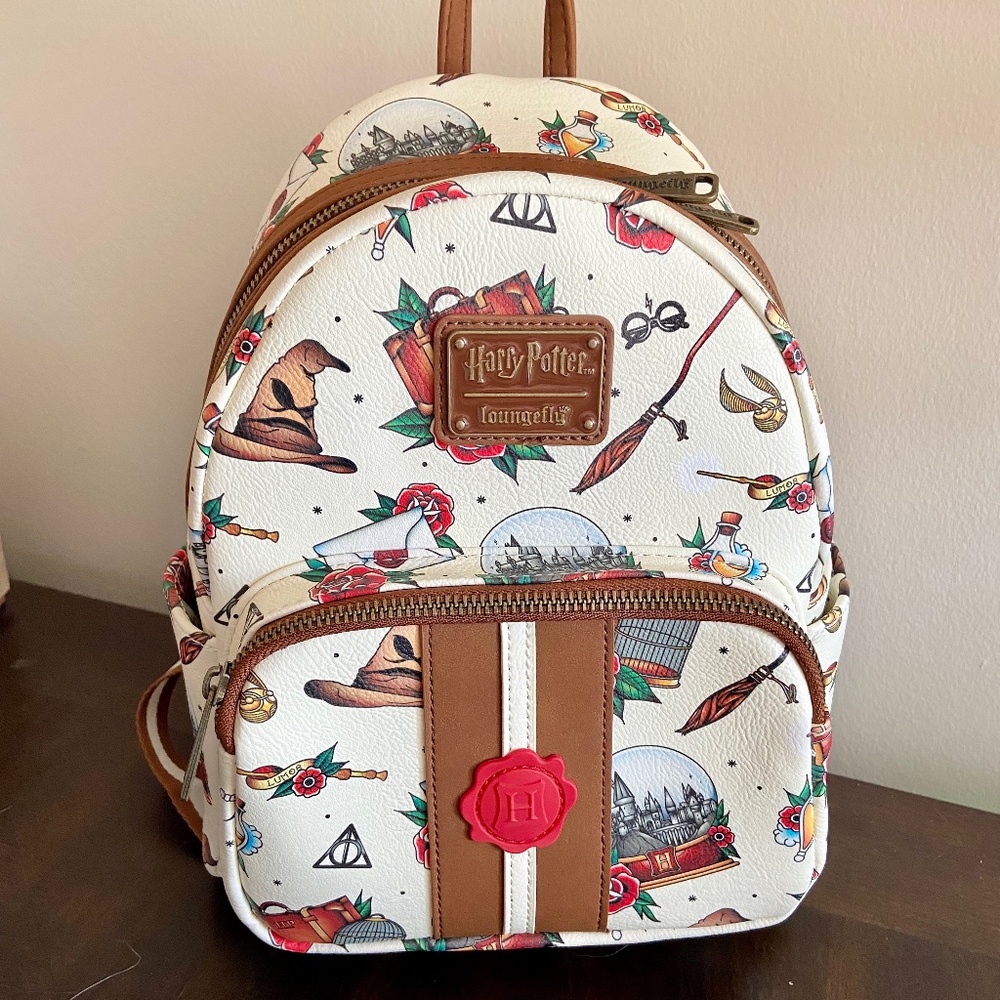 Loungefly Harry Potter Cream Multi-Color Mini Backpack